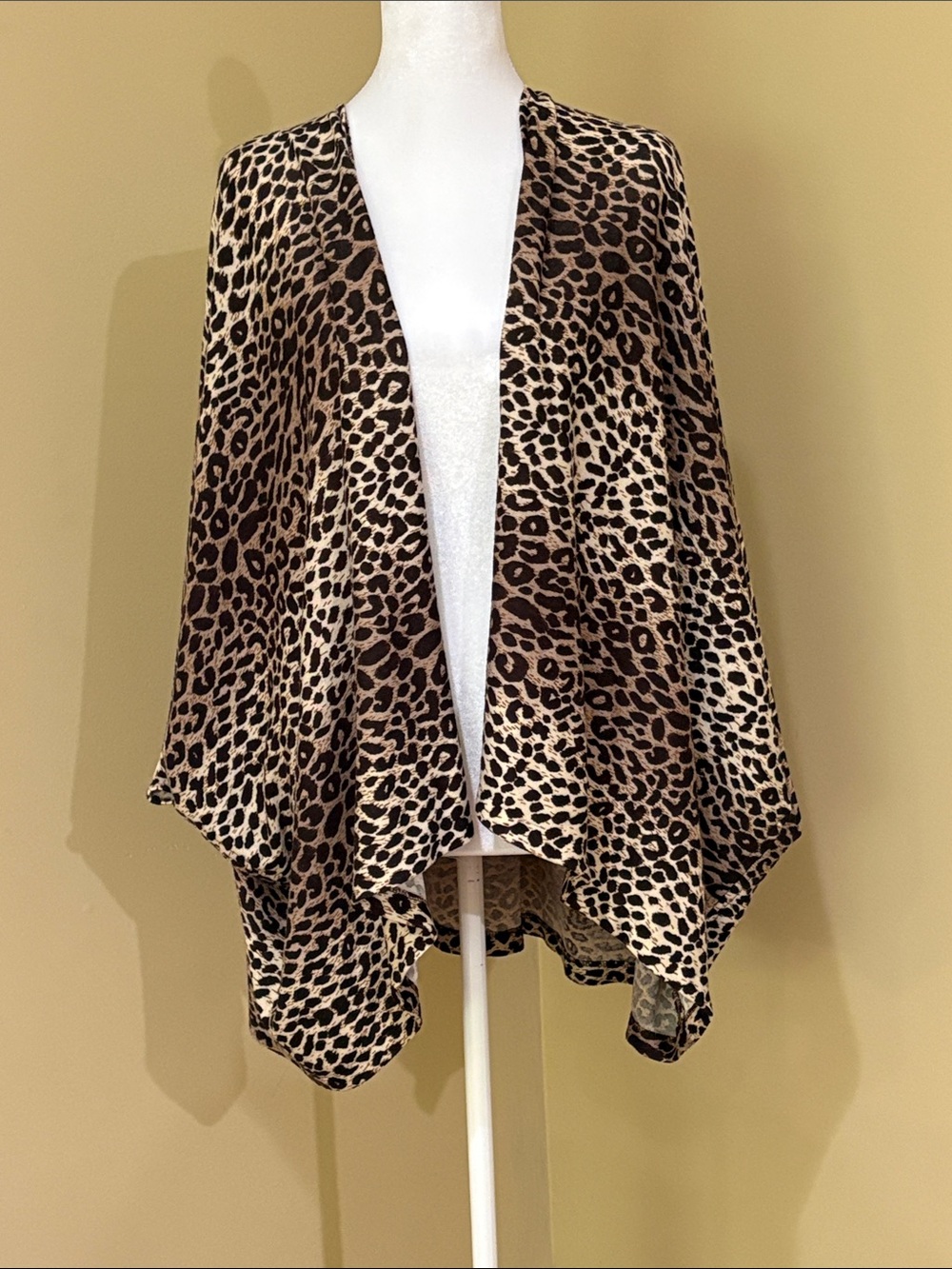 Steve Madden Leopard-Print Shawl Cape in Beige and Brown